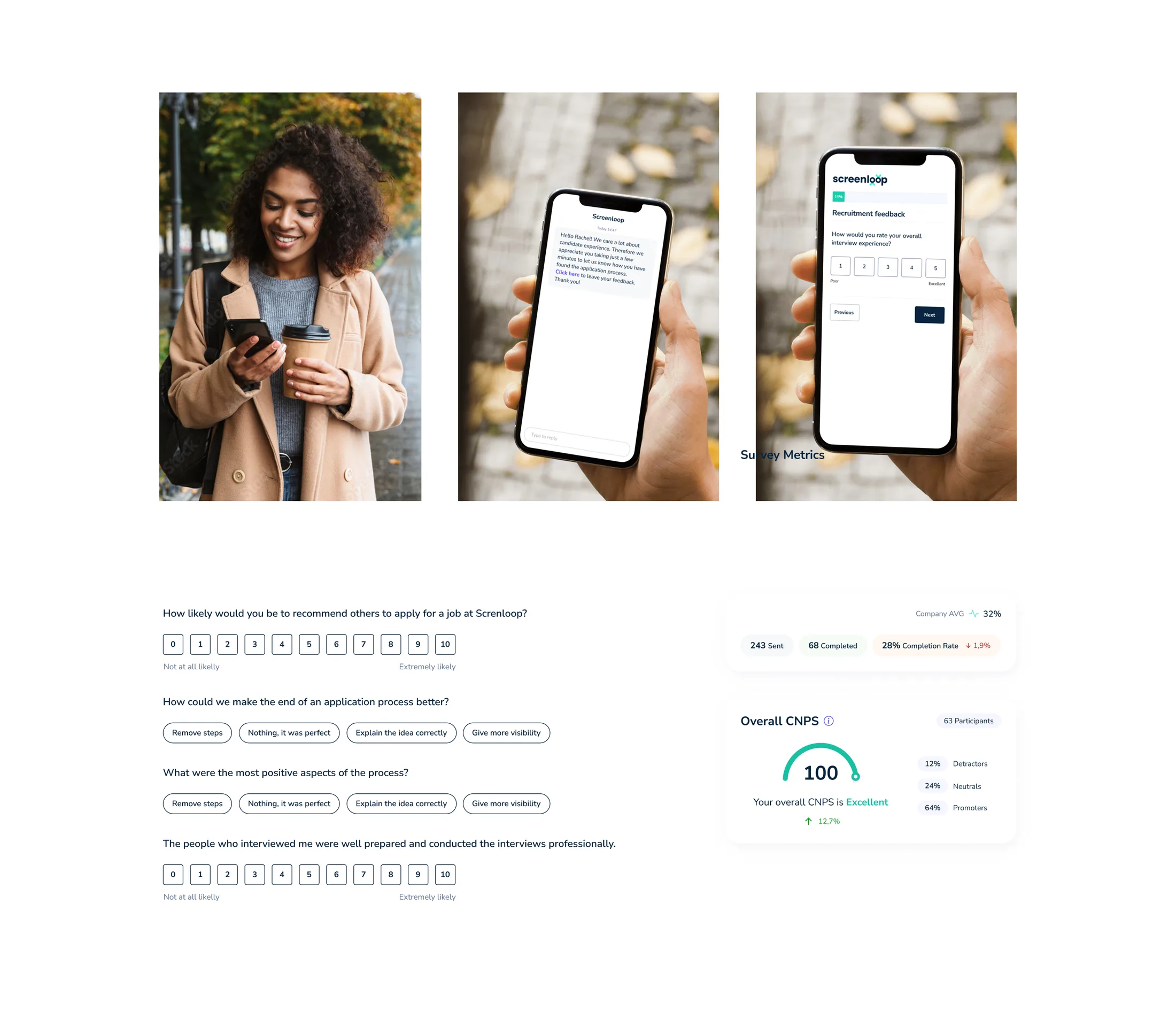 Candidate Experience and CNPS: whitelabelled surveys, mobile UI and CNPS dashboard
